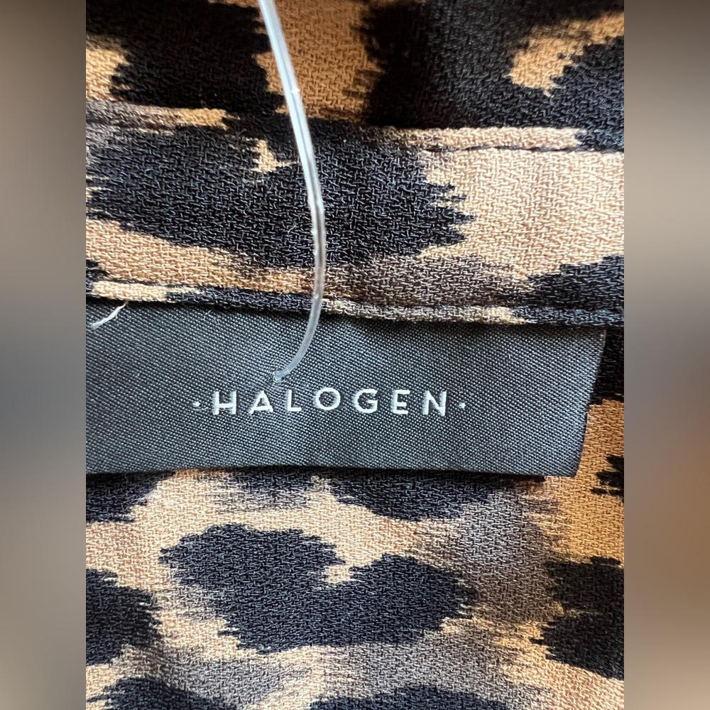 Halogen Leopard Print Button-Down Shirt in Black … - image 2